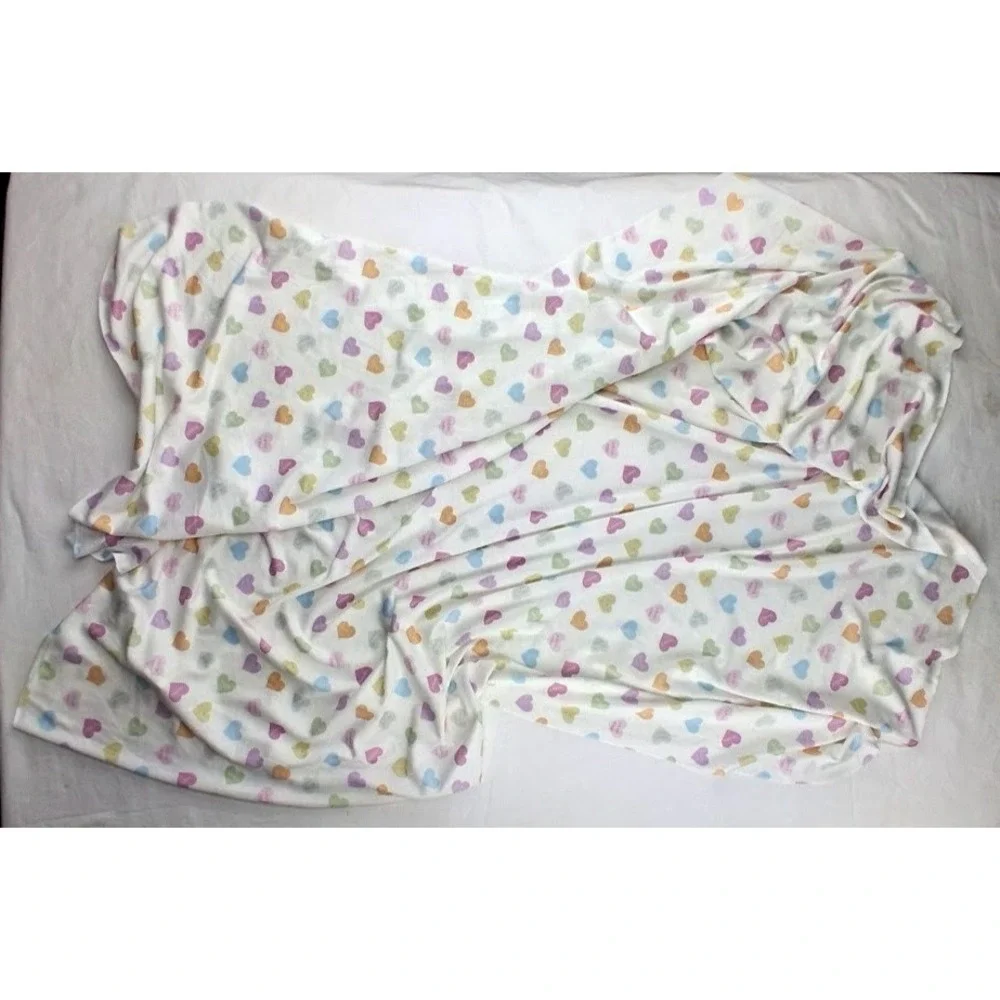 New Toby White Candy Hearts V-Day Baby Swaddle Blanket Silky Soft Rayon Stretch